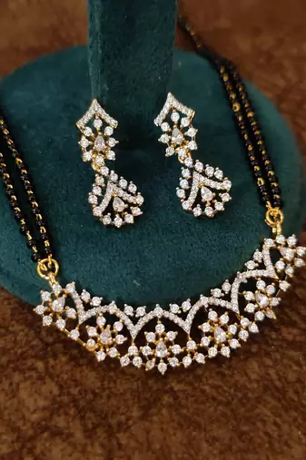 Elegant Gold Plated Black Bead Mangalsutra for Women