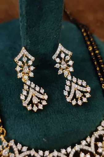 Elegant Gold Plated Black Bead Mangalsutra for Women
