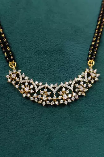 Elegant Gold Plated Black Bead Mangalsutra for Women
