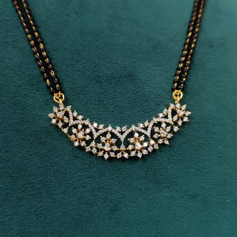 Elegant Gold Plated Black Bead Mangalsutra for Women