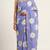 Blue linen gold piping digital print saree with blouse piece