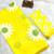 Yellow linen gold piping digital print saree with blouse piece