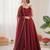 Maroon chanderi jacquard butti designer anarkali suit