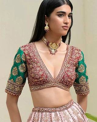 Pink Satin Heavy Embroidery Sequence work Bridal Lehenga Choli with Dupatta For Women 4