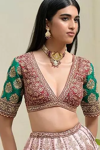 Pink Satin Heavy Embroidery Sequence work Bridal Lehenga Choli with Dupatta For Women