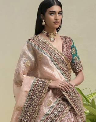 Pink Satin Heavy Embroidery Sequence work Bridal Lehenga Choli with Dupatta For Women 5