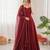 Maroon chanderi jacquard butti designer anarkali suit