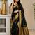 Black color art silk blend sarees with blouse