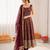 Deep maroon chanderi jacquard butti designer anarkali suit