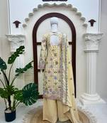 Cream vichitra silk thread with sequence plazzo suit
