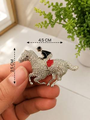 Royal horse rider designer brooch pin | gold-tone equestrian statement brooch for men & women 1