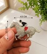 Royal horse rider designer brooch pin | gold-tone equestrian statement brooch for men & women