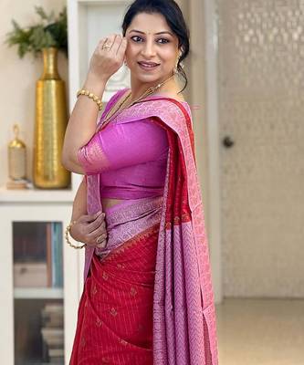 Multicolor art silk blend sarees with blouse 4