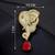 Royal elephant head designer brooch with ruby red teardrop crystal | gold-plated luxury statement brooch pin
