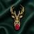 Royal stag head ruby stone designer brooch pin with cz diamonds | gold plated statement brooch for men & women