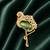 Luxury flamingo bird green crystal & cz stone gold plated designer brooch pin