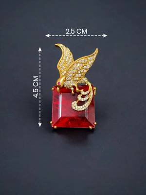 Royal fairy bird red crystal stone gold plated designer brooch pin 1