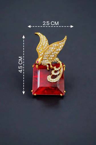 Royal fairy bird red crystal stone gold plated designer brooch pin