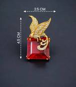 Royal fairy bird red crystal stone gold plated designer brooch pin