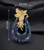 Royal swan blue crystal & cz stone gold plated designer brooch pin