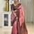 Marron Babypink color art silk blend sarees with blouse