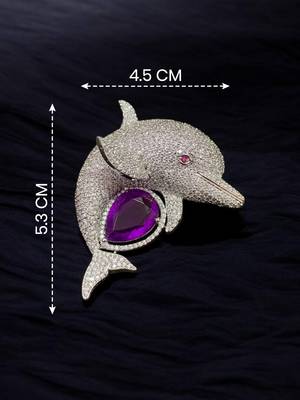 Luxury dolphin designer brooch with sapphire  crystal & american diamonds ocean-brooch 1