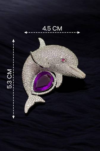 Luxury dolphin designer brooch with sapphire  crystal & american diamonds ocean-brooch