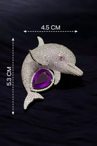 Luxury dolphin designer brooch with sapphire  crystal & american diamonds ocean-brooch