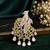 Elegant twin parrot designer brooch with yellow crystal leaves & dangling teardrop stones | brooch