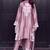 Peach natural crep silk party wear embroidery suit set