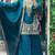 Sky blue natural crep silk  party wear embroidery suit set