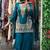 Sky blue natural crep silk  party wear embroidery suit set