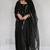 Black natural crep silk party wear embroidery suit set