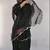 Black natural crep silk party wear embroidery suit set