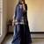 Blue natural crep silk party wear embroidery sharara suit set