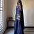Blue natural crep silk party wear embroidery sharara suit set