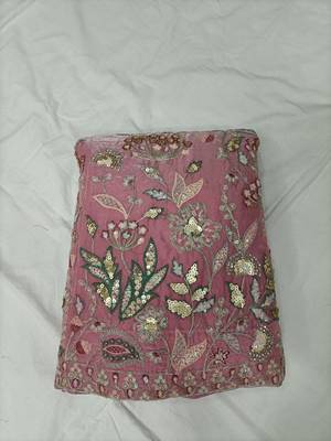 Pink Satin Heavy Embroidery Sequence work Lehenga Choli with Dupatta 5