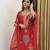 Red natural crep silk party wear embroidery suit set