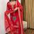 Red natural crep silk party wear embroidery suit set