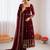 Maroon fendy silk thread with sequence anarkali suit