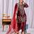 Dark red heavy viscos party wear embroidery suit set