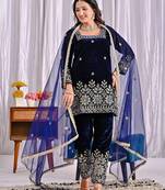 Blue heavy viscos party wear embroidery suit set