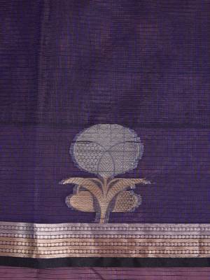 Dark blue premium kota doria silk saree with zari work 5