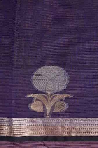 Dark blue premium kota doria silk saree with zari work