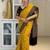 Yellow Black color art silk blend sarees with blouse