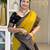 Yellow Black color art silk blend sarees with blouse