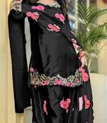 Black japan satin party wear embroidery suit set