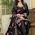 Black japan satin party wear embroidery suit set
