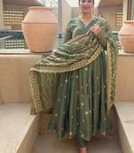 Mahendi moss fendy party wear embroidery anarkali suit set