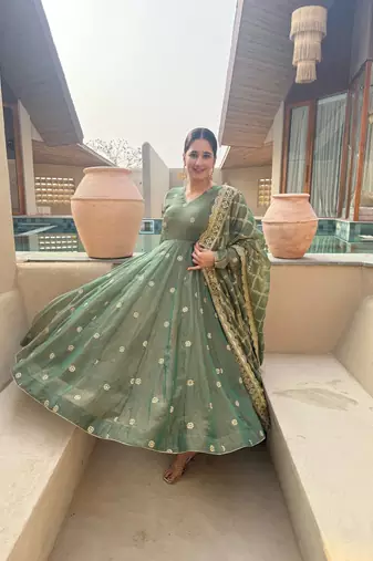 Mahendi moss fendy party wear embroidery anarkali suit set